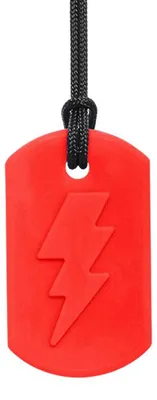 Produktbild von ARK Therapeutic Kau-Kette Spielzeug rot für Kinder und Erwachsene Kauwketting met bliksemschichtmotief, geschikt om met de voortanden op te kauwen.
