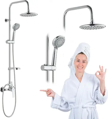 Produktbild von DUSCHSET runde Regendusche ENNA mit Chromarmatur