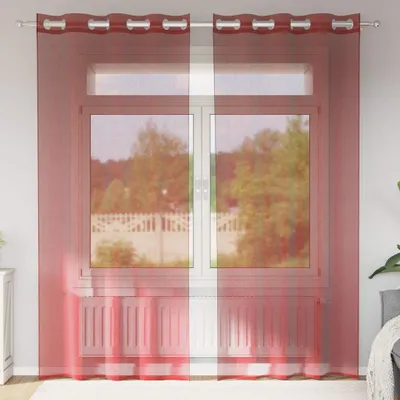 Produktbild von Voile Vorhänge mit Ösen 2 Stk. Weinrot, Gardinen & Vorhänge DesignMöbel