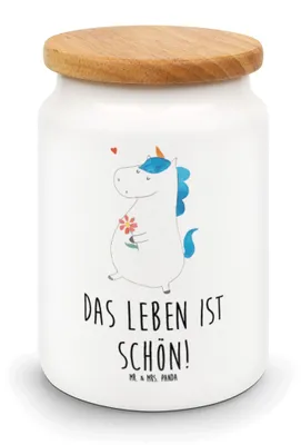 Produktbild von Mr. & Mrs. Panda behälter Einhorn Spaziergang - Weiß - Geschenk, Dose, Einhörner, Unicorn, Mutter, Vorratsbehälter, Blumen, Keksdose, Kaffeedose, Vorratsdose, Freundin