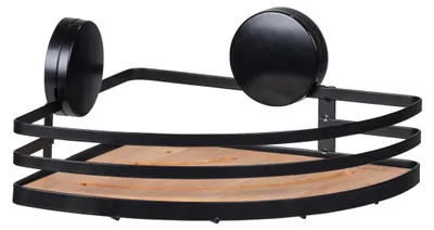 Produktbild von WENKO Static-Loc® Eckablage Alba, Badezimmerablage, Schwarz, Stahl/ Bambus