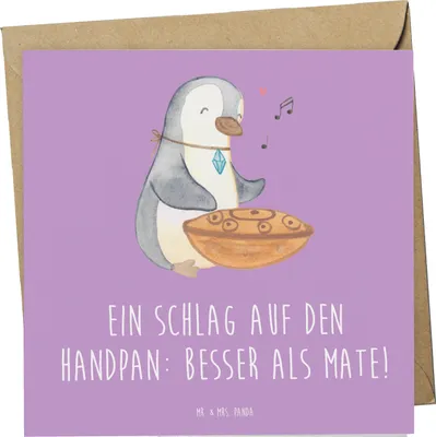 Produktbild von Mr. & Mrs. Panda Grußkarte Handpan Zauber - Lavendeltraum - Geschenk, doppelkarte, Klappkarte, Instrument, Musiker, Glückwunschkarte, Lernen, Musikinstrument, faltkarte