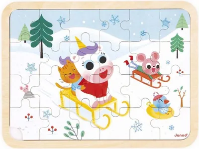 Image de Janod Puzzle - Sur la montagne de bois - 24pcs.