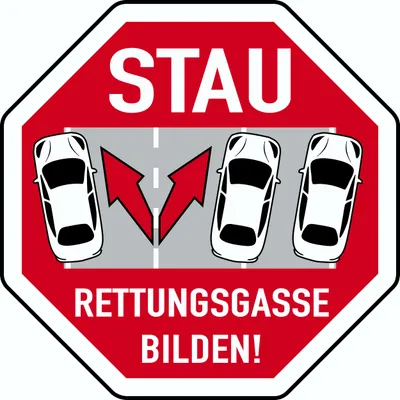 Produktbild von Hermann Schütz Aufkleber Rettungsgasse bilden 80x80mm