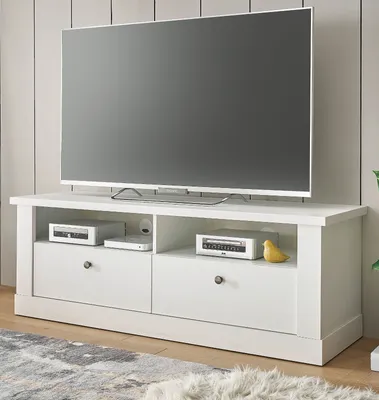 Produktbild von TV-Lowboard "Fiastra" weiß Pinie Landhaus TV Unterteil 132 cm mit Soft-Close