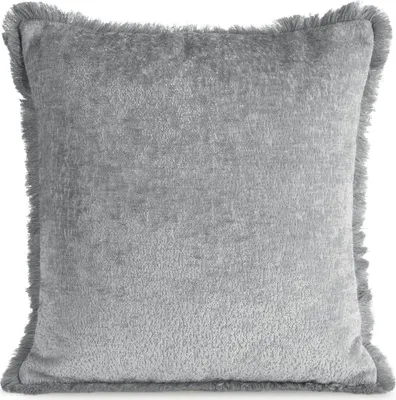 Image de EUROFIRANY | Taie d'oreiller - 45x45 cm - Gris avec franges