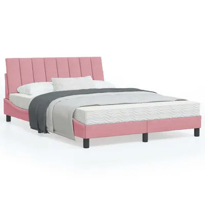 Produktbild von Design Bettgestell mit LED-Leuchten Rosa 140x190 cm Samt, Klassische Betten 2024 Neu