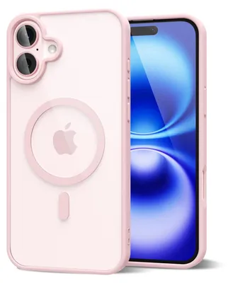 Obrázek produktu pro Magnetický kryt pro iPhone 16, kompatibilní s MagSafe, průhledné nárazuvzdorné pouzdro, ochranný zadní kryt Růžový