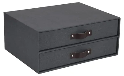 Schreibtisch-Organizer mit 2 Schubladen, Holzfaser, schwarz