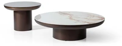 Image de Lot de 2 tables avec plateau en marbre et métal