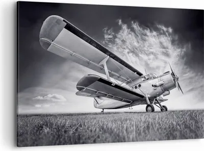 Produktbild von Bild auf Leinwand - Leinwandbild - Einteilig - Flugzeug An-2 Schwarzweiß - 120x80cm - Wand Bild - Wanddeko - Wandbilder - Leinwanddruck - Bilder - Wanddekoration - Leinwand bilder - AA120x80-4363