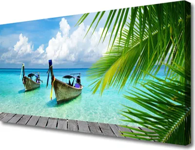 Produktbild von Tulup Leinwand-Bilder 100x50 Wandbild Canvas Kunstdruck Boote Meer Landschaft
