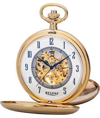 Produktbild von Regent Taschenuhr vergoldet analog Mechanik P-610
