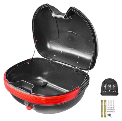 Immagine prodotto di Valigetta superiore universale per moto SucceBuy, da 30 litri, realizzata in PP, di colore nero, con schienale ergonomico, catarifrangente rosso, serratura e 2 chiavi. Resistente agli spruzzi d'acqua (grado di protezione IPX4)