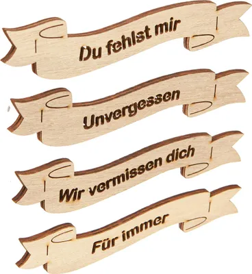 Produktbild von Trauerbanner Holzspruch für Gedenkfloristik und Grabdekoration, 12 Stück