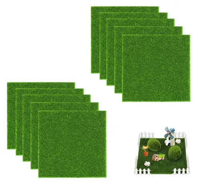 10er-Pack Kunstgrasmatten 15x15 cm, 5 mm dick, selbstklebend