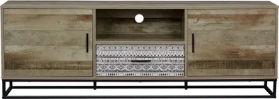 Produktbild von Möbilia TV-Lowboard | 2 Türen, 1 Schublade, 1 offenes Fach | MDF mit glatter Folierung | Metallgestell | B 160 x T 38 x H 55 cm | natur – grau gemustert | 25020106 | Serie LOWBOARD