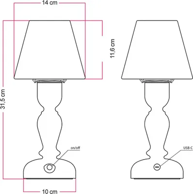 Produktbild von Tragbare, wiederaufladbare Lampe Cabless14 mit Tropfenleuchte und Lampenschirm