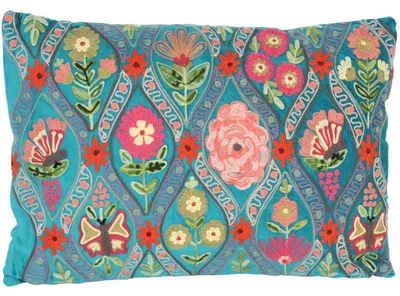 Produktbild von Jolina Ethno Deko Kissen bestickt gefüllt Baumwollsamt 48x30x13 cm mit Reißverschluss