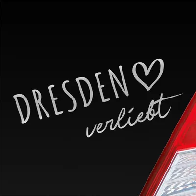 Produktbild von Auto Aufkleber Dresden verliebt Herz Stadt Heimat Liebe Car 19x7 cm Silber Sticker Heckscheibenaufkleber