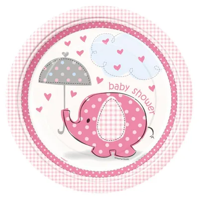 Produktbild von Pappteller "Elefant pink" | Ø23cm/8Stk.