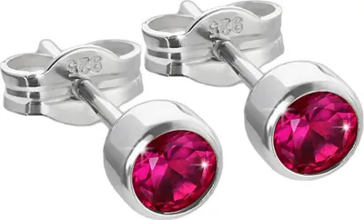 Produktbild von Paar Ohrstecker Silber 925er 4,50mm Zirkonia Rot Damen Herren Kinder 6662