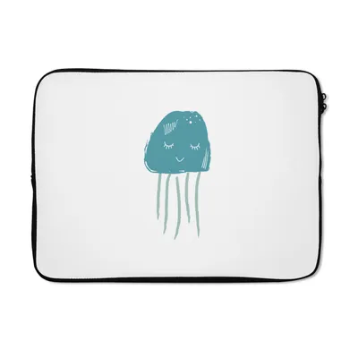 Produktbild von MuchoWow® Laptop Hülle 14 ZollQualle - Meer - Blau - Aquarell Laptoptasche - Laptoptasche - Stoßsicher - Schutzhaube