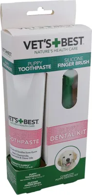 Produktbild von Vets Best Zahnpflege-Set für Welpen, Fingerbürste + Zahnpasta 100 g