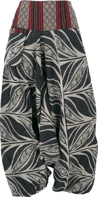 Produktbild von Bedruckte Haremshose, Pluderhose mit Breitem Gewebtem Bund - Modell 7, Damen, Schwarz, Baumwolle, Hosen