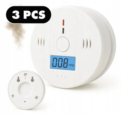 Produktbild von Kohlenmonoxidmelder 3er Set – CO Melder mit LCD-Display, 85 dB Alarm, batteriebetrieben, EN 50291 für Wohnung, Haus und Wohnmobil