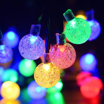 Image de Lanterne Solaire Bubble Ball String LED Crystal Ball Lantern Outdoor Garden Wall Tree Light Lawn Lantern
