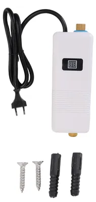 Obrázok produktu pre Elektrický ohrievač vody s okamžitým ohrevom, umiestnený pod umývadlom, bez nádržky, 3000 W, pripojenie G1/2, vhodný do kuchyne, bytu, kúpeľne, karavanu, biela farba, zástrčka EÚ, 220 V