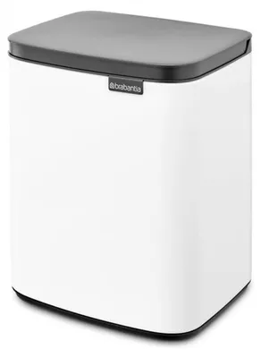 Obrázek produktu pro Brabantia Bo Waste Bin, 7 l, Obdélníkový, Ocel, Černá, Bílá, Ocel, Manuální