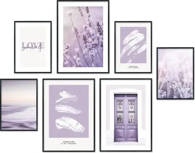 Produktbild von Hyggelig Home Premium Poster Set 7 passende Bilder OHNE RAHMEN Set Lavendel