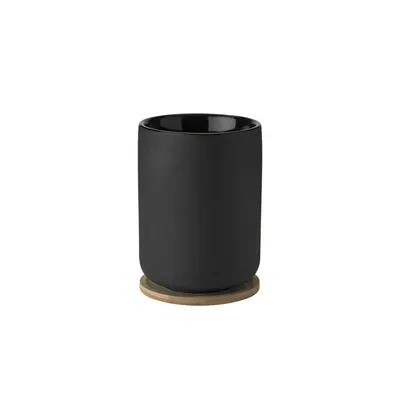 Immagine prodotto di Stelton Thermobecher Theo mit Untersetzer, Steinzeug, Bambus, Black, 250 ml, X-641