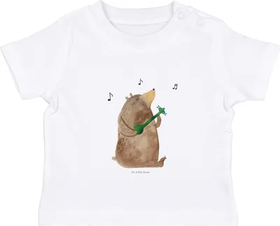 Produktbild von Mr. & Mrs. Panda  T-Shirt Bär Gitarre 12. - 18. Monat - Weiß - Geschenk, Kinder Top, Baby Baumwollshirt, Öko, Teddy, Babyshirt