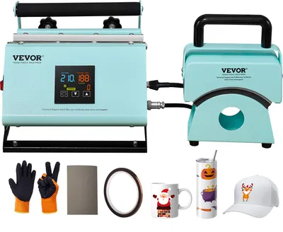 Produktbild von VEVOR 2-in-1-Heißpresse für Becher und Hüte, Mini-Heißpresse für Hüte und Kappen, Heißpresse für Sublimationsbecher und -becher mit 11-30 oz, Temperatur- und Zeitkontrolle, Transferpresse