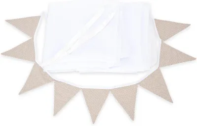 Produktbild von Deko-Set für Hausbetten mit 2 Betthimmeln und Wimpelkette (Beige Punkte)