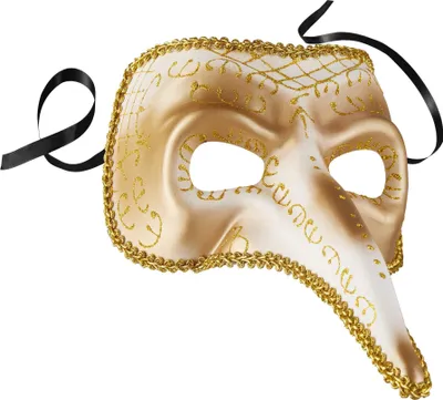 Produktbild von Venezianische Maske mit langer Nase und Verzierungen - gold