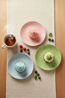 Obrázok produktu pre Hermia Concept, kvalitná sada dezertných tanierov (6 kusov) vyrobená zo 100% porcelánu, priemer 19 cm, farebná