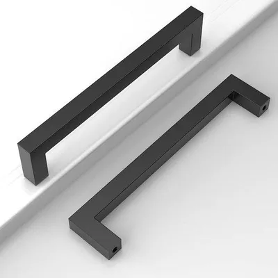 Obrázok produktu pre Sada 10 kusov nerezových úchytiek Unyqoos®, čierna – vzdialenosť otvorov 160 mm, rozmer 172×12×35 mm, vhodné pre kuchyňu, zásuvky a šatníky