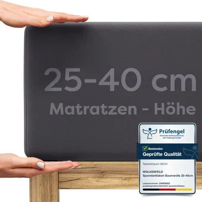 Produktbild von Wolkenfeld Boxspringbett Spannbettlaken 200x220 bis 220x240cm - bis 40cm Matratzenhöhe - Baumwoll Bettlaken 200x220 I 200x240 I 220x240
