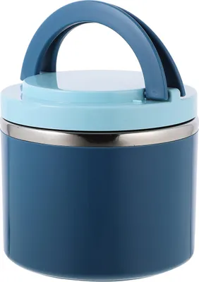 Produktbild von Thermobehälter mit Griff, 1000ml Edelstah Warmhaltebehälter für Essen, Lunchbox Speisebehälter, Blau