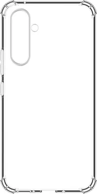 A clear phone case is shown against a white background.