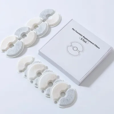 Immagine prodotto di Zemiu set di filtri di ricambio per fontane per gatti 8 pezzi, filtro per fontane per gatti con triplo filtraggio, filtro di ricambio per fontane per gatti da 2L/2,5L