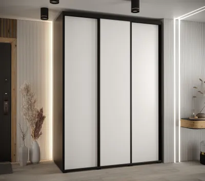 Obrázok produktu pre Šatníková skriňa ASIRI 1 - 180/60 cm, čierna / biela / čierna