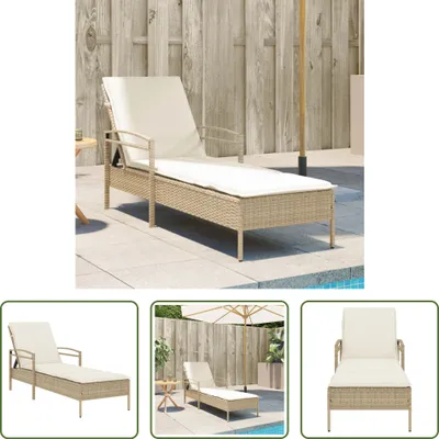 Produktbild von The Living Store Sonnenliege mit Auflage Beige 63x200x81 cm Poly Rattan