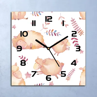 Produktbild von Wanduhr Echt-Glas-Küchenuhr Niedliche Schafe Quarz Lautlos 30x30 Deko Bilder