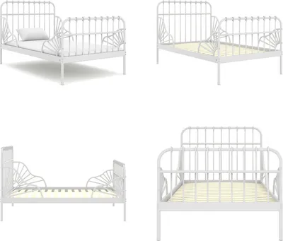 Produktbild von vidaXL Ausziehbett Weiß Metall 80x130/200 cm - Ausziehbett - Ausziehbetten - Auszugsbett - Auszugsbetten