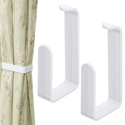 Gardinenhalter, 2 Stück, selbstklebend, weiß, 15 cm, ohne Bohren